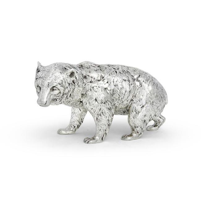 A German silver bear L Neresheimer & Co, Hanau, also stamped with crown and crescent mark, stamped 925