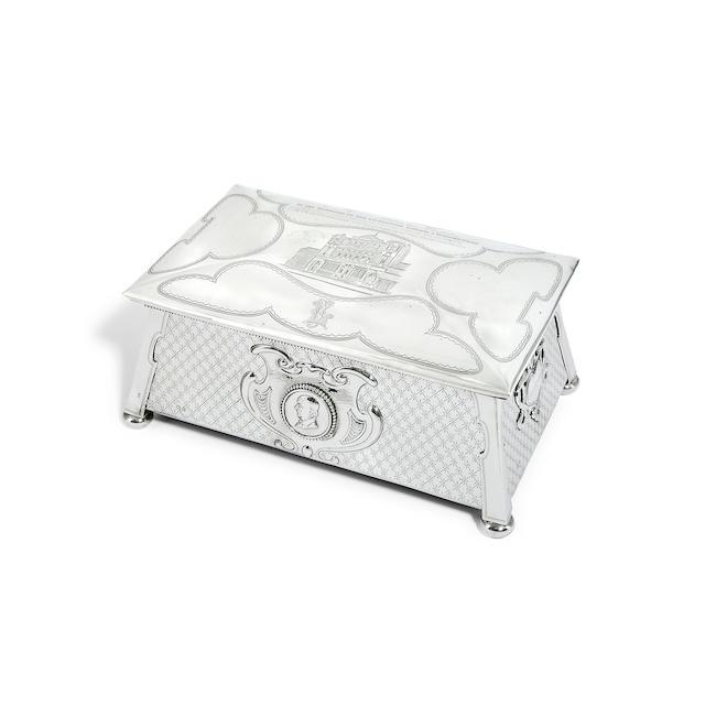 GLADSTONE INTEREST: An Edwardian silver Arts and Crafts casket maker's mark ? & S, Birmingham 1906