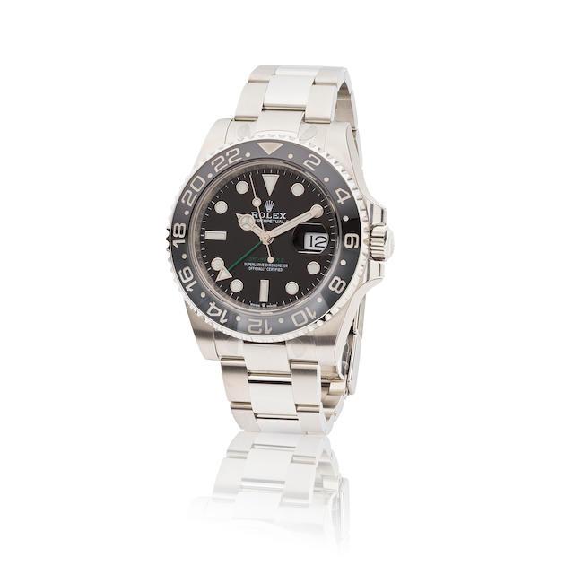 Rolex. A fine stainless steel automatic calendar bracelet watch with dual time zone Rolex. Belle montre bracelet en acier avec date et second fuseau horaire mouvement automatique GMT-Master II 'Bruce Wayne', Ref: 126710GRNR, Purchased 14th May 2024