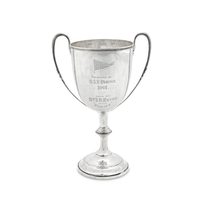 SAILING INTEREST: a Victorian large silver two-handled trophy cup Fordham & Faulkner, Sheffield 1898