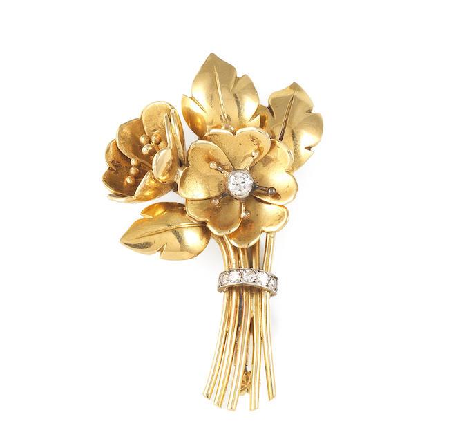 BROCHE 'BOUQUET' DIAMANTS