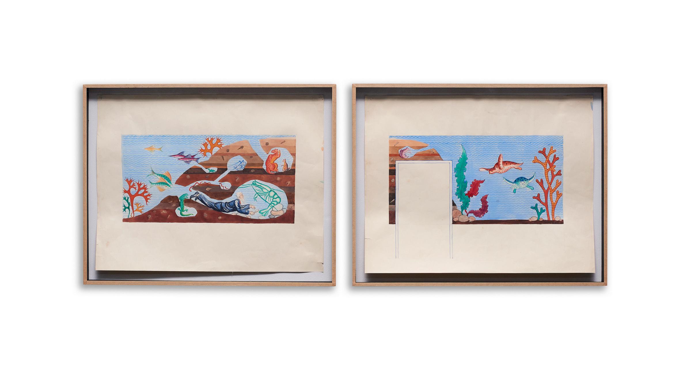 MARION ADNAMS(1898-1995)A two part design for a Nautical Mural Each: 30.7 x 39.9cm (12 1/16 x 15 11/16in).