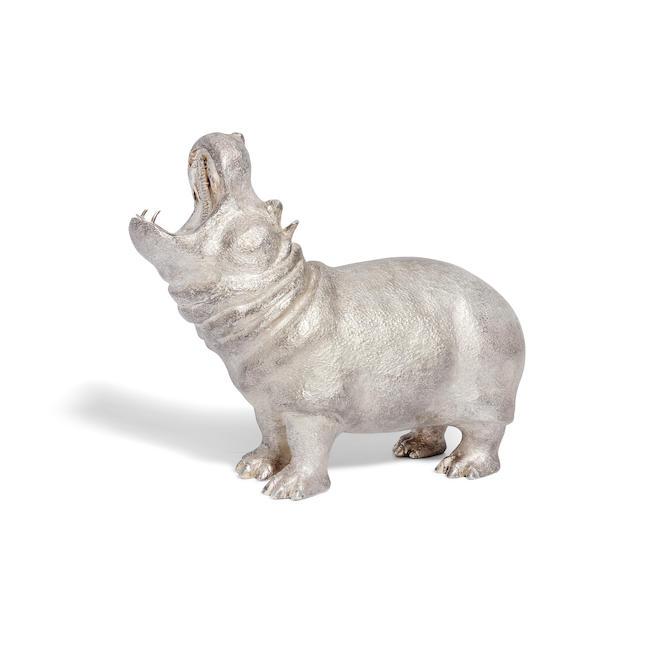 THEO FENNELL: a large silver Hippopotamus London 1994