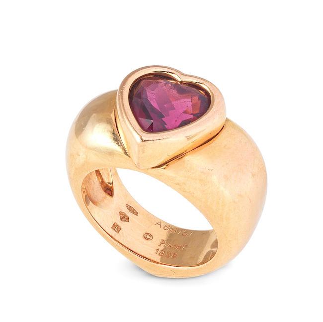 PIAGET: BAGUE 'CŒUR' RHODOLITE