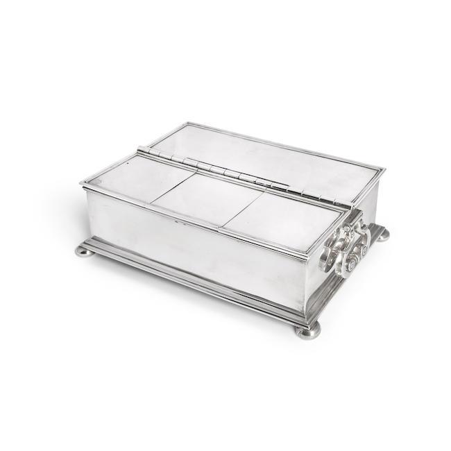 A silver treasury inkstand Hunt and Roskell, London 1930