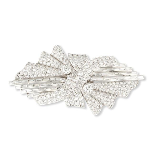 BROCHE/DOUBLE CLIP DIAMANTS, CIRCA 1950