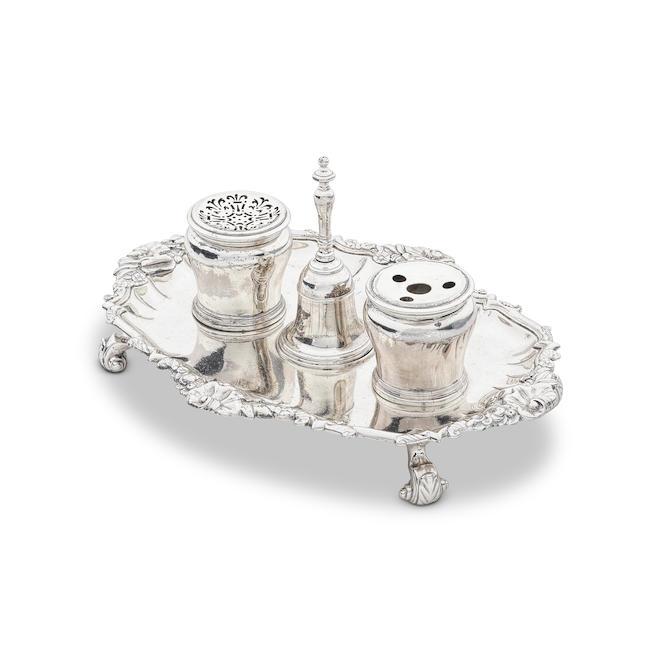 A George II silver inkstand Robert Brown, London 1743